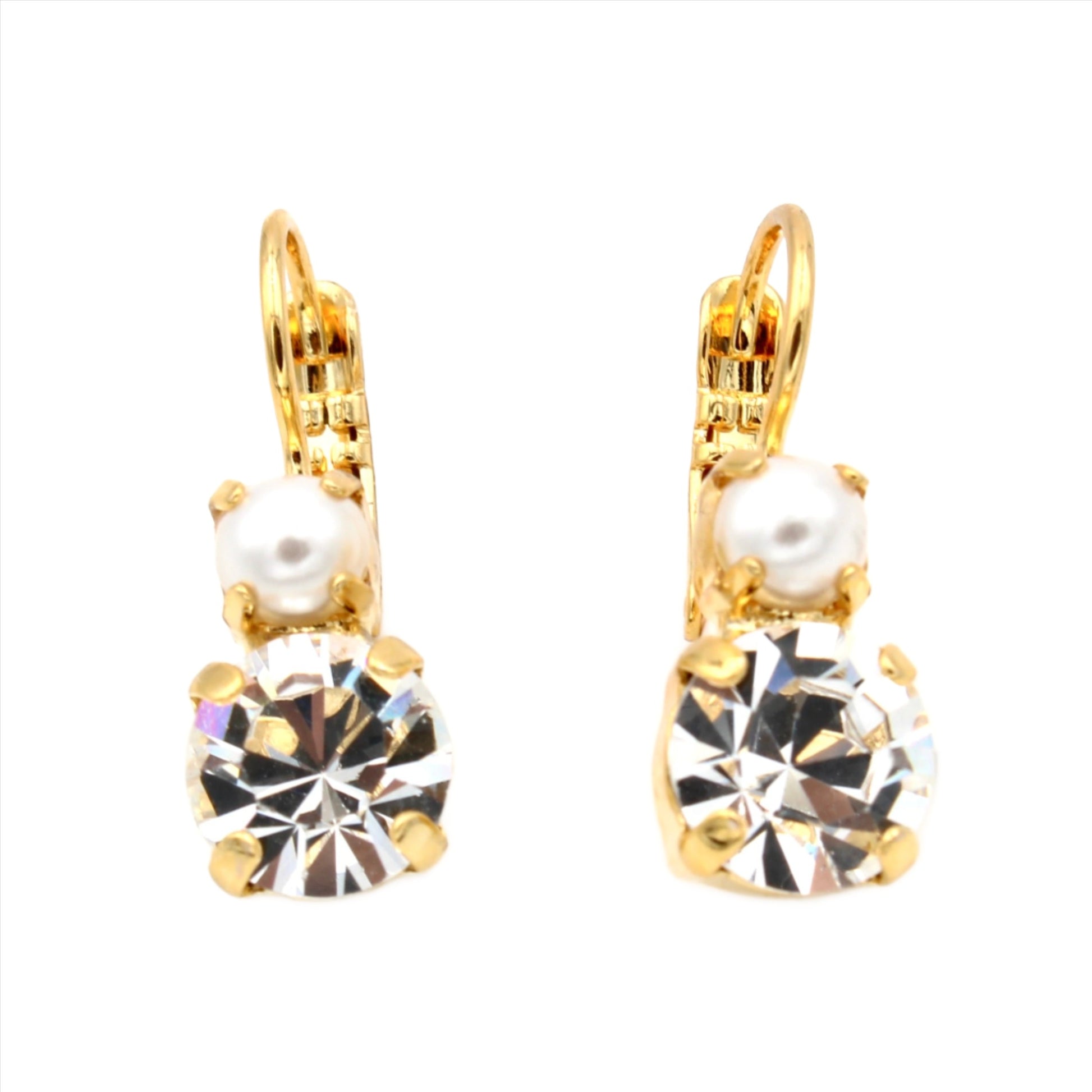 Crystal Pearls Must Have Double Stone Earrings in Yellow Gold - MaryTyke's