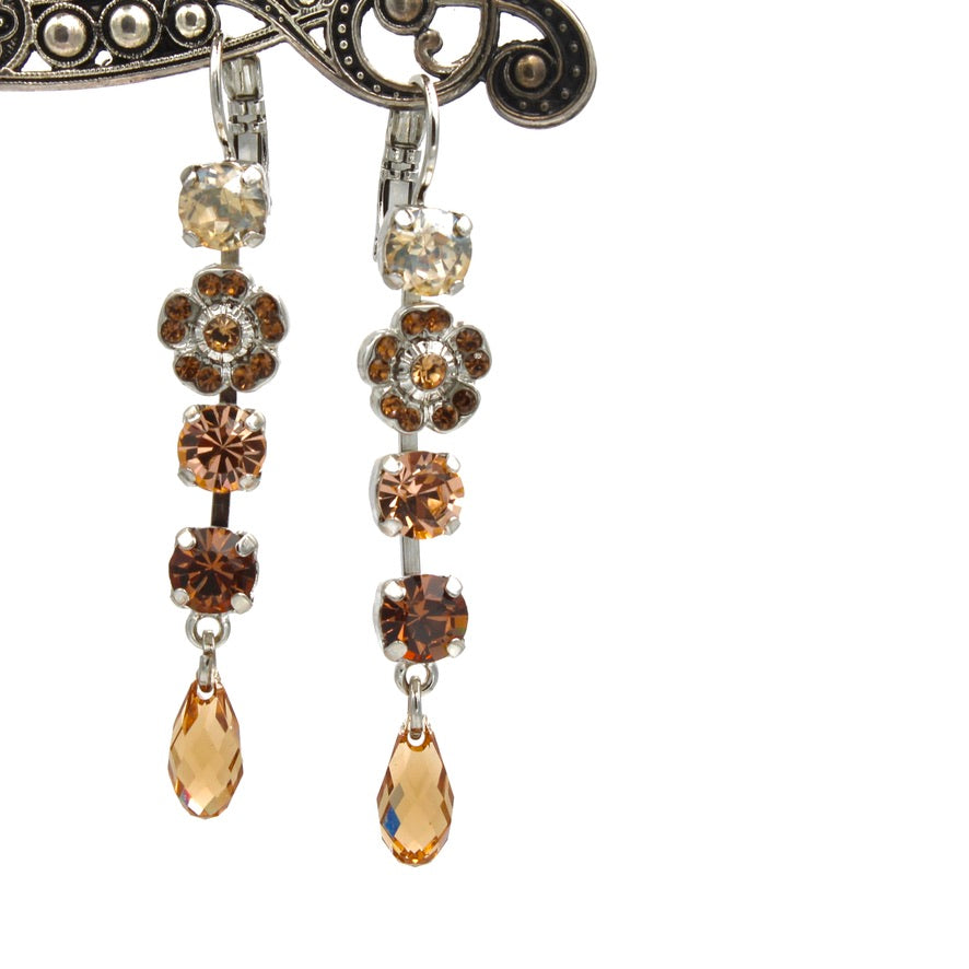 Chai Collection Four Stone Leverback Earrings with Flower Cluster - MaryTyke's