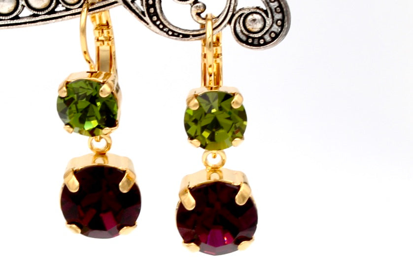 Holiday Lights Collection Crystal Dangle Earrings in Yellow Gold