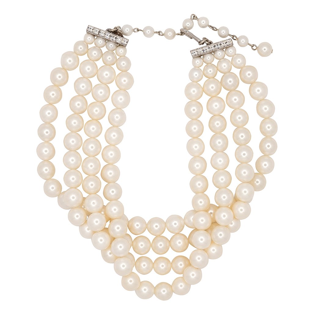 4 Row White Shell Choker Pearl Necklace