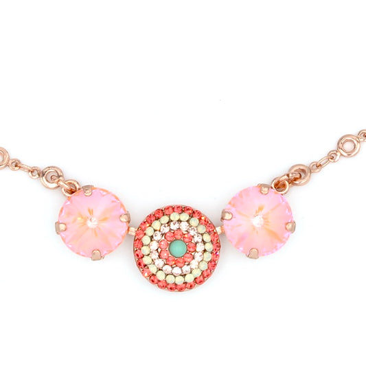 Peachy Keen Collection Rivoli Crystal Necklace in Rose Gold - MaryTyke's
