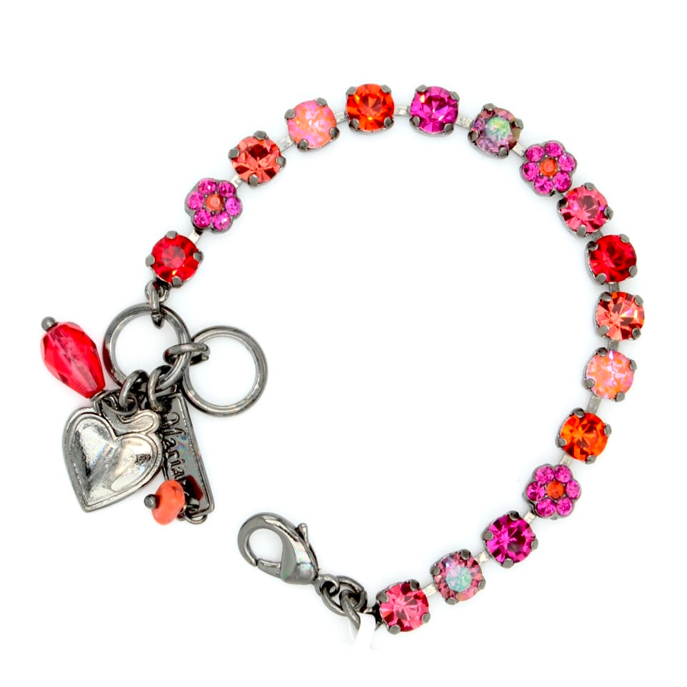 Hibiscus Collection Petite Crystal Flower Bracelet in Gray -SHORT - MaryTyke's