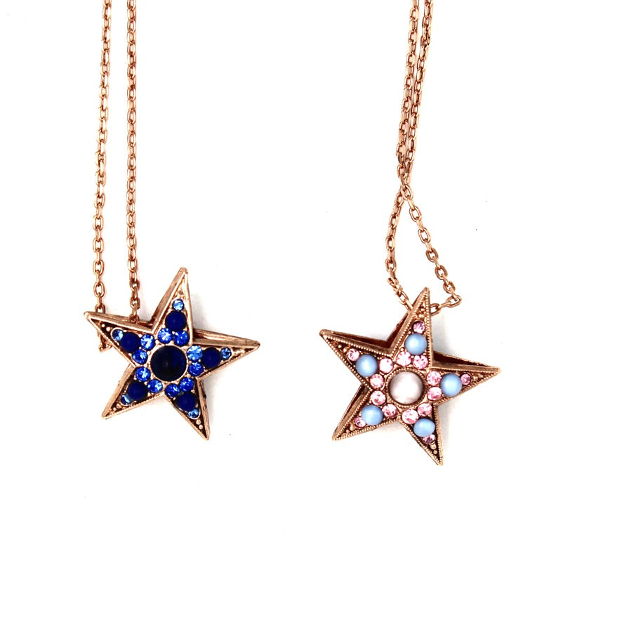 Soft Pastels and Ocean Double Sided Star Pendant in Rose Gold - MaryTyke's