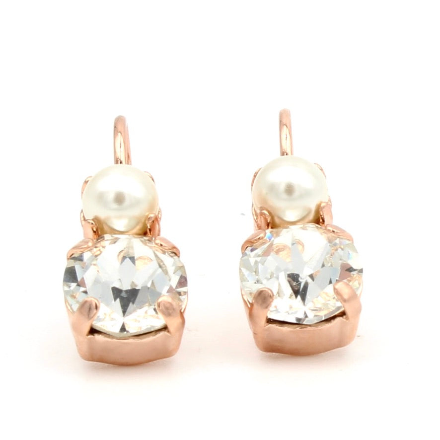 Crystal Pearls Must Have Double Stone Earrings in Rose Gold