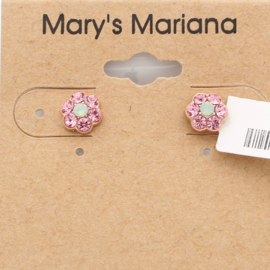 Light Rose and Seafoam Petite Flower Earrings in Rose Gold *POST* - MaryTyke's