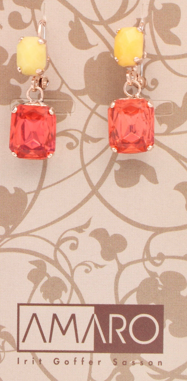 Sun Blush Oval and Rectangle Earrings in Rose Gold - AMARO - MaryTyke's