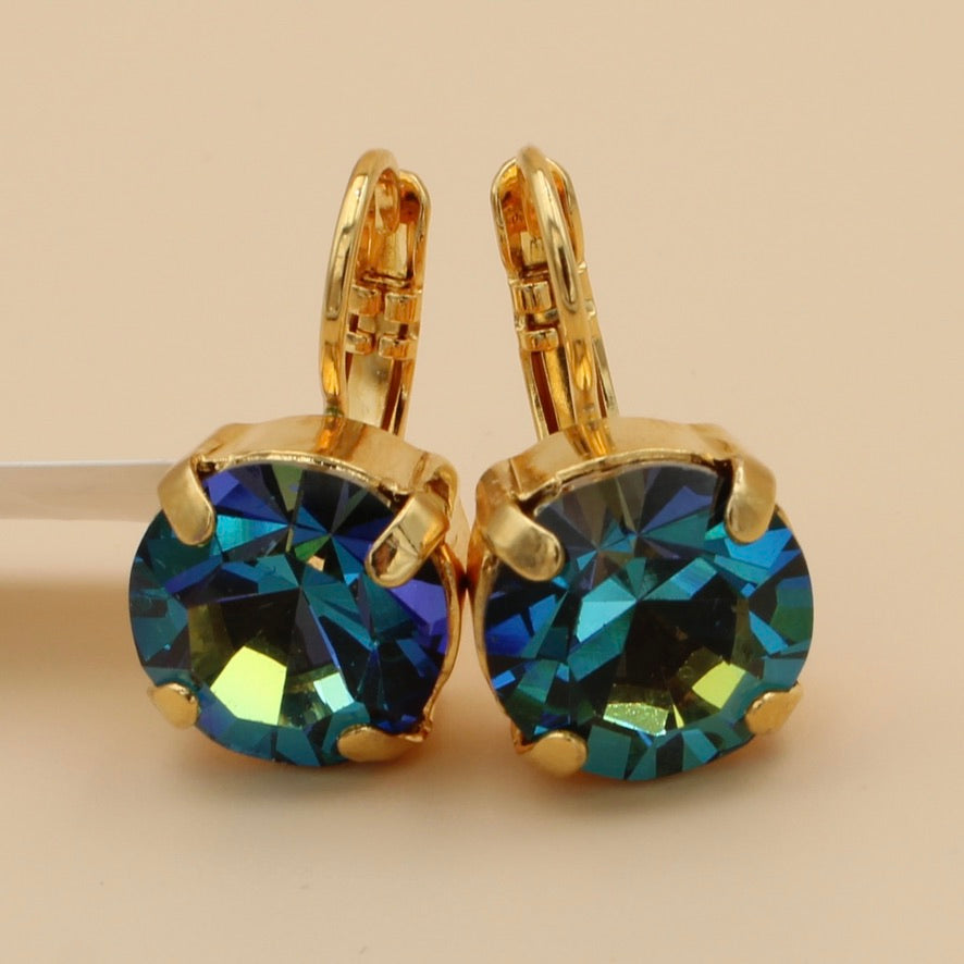 Heliotrope 11MM Round Earrings in Yellow Gold