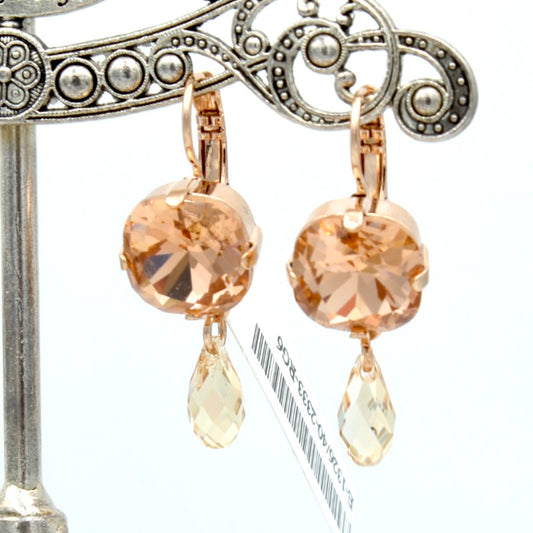 Peach Cushion Cut Dangle Earrings in Rose Gold - MaryTyke's
