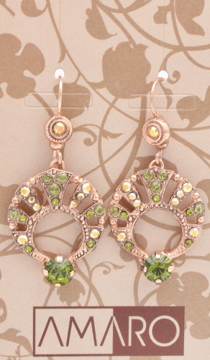 Ornate Khaki Earrings in Rose Gold - Amaro - MaryTyke's