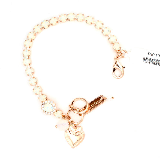 White Opal Petite Single Flower Bracelet in Rose Gold - MaryTyke's