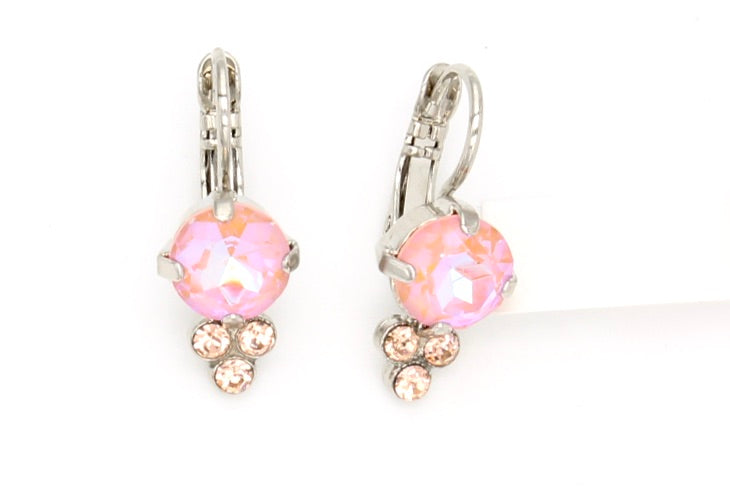 Sunkissed Peach Earrings with Triple Crystal Accent