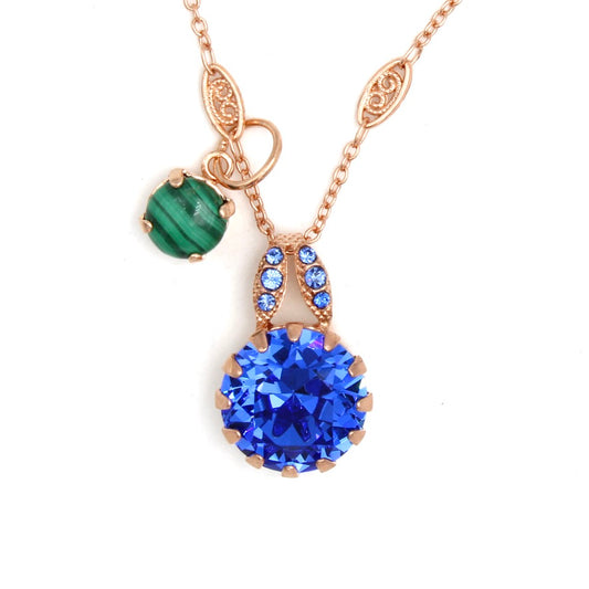 Sapphire Crystal Pendant Necklace in Rose Gold - MaryTyke's