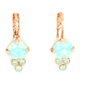 Green Synthetic Opal Earrings in Rose Gold