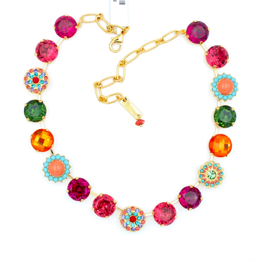 Rainbow Sherbet Collection Extra Luxurious Cluster Necklace in Yellow Gold