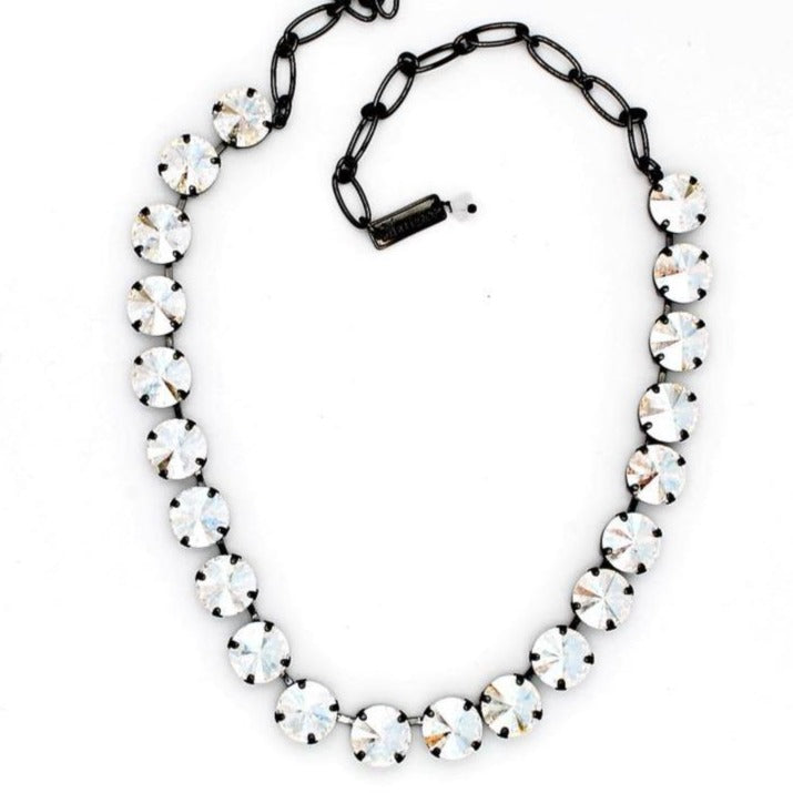 Crystal Moonlight Rivoli Cut Crystal Necklace in Gray - MaryTyke's