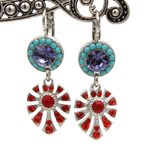 Rainbow Sherbet Collection Long Ornate Crystal Earrings - MaryTyke's