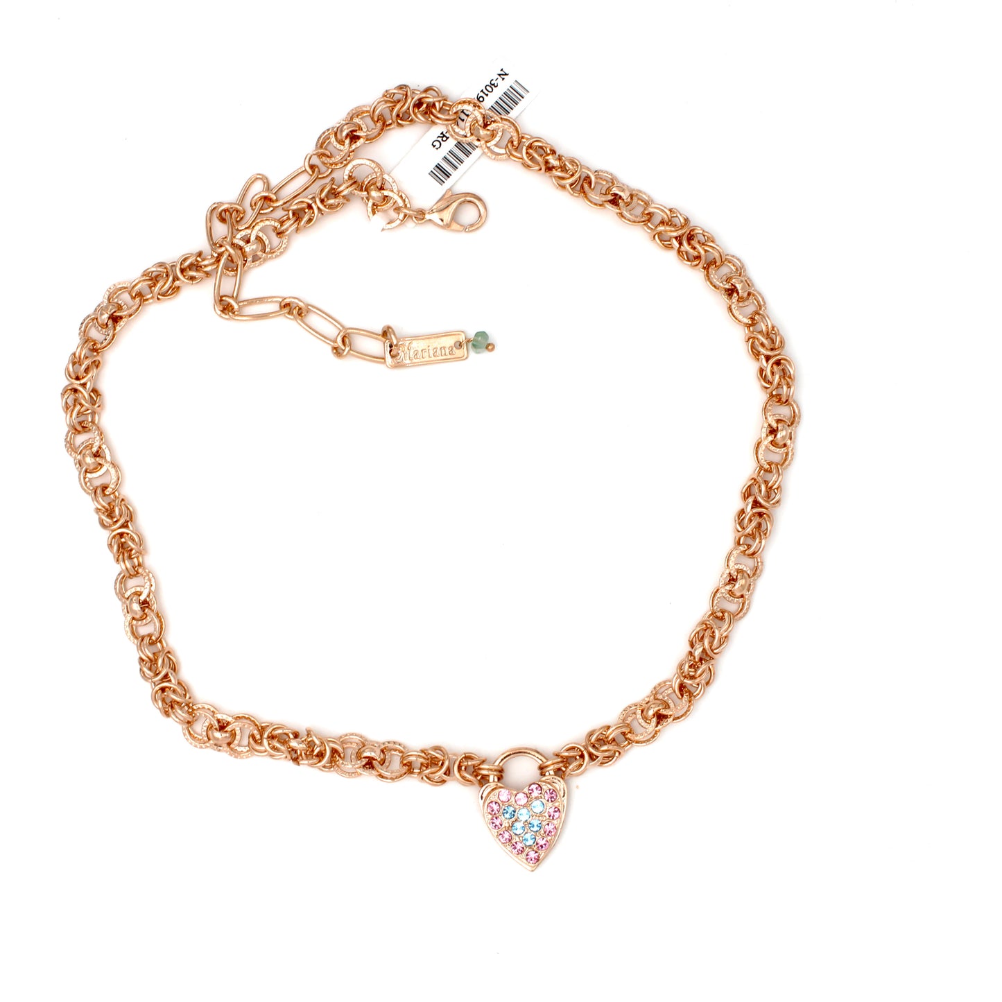 Funfetti Collection Double Link Chain Heart Necklace in Rose Gold
