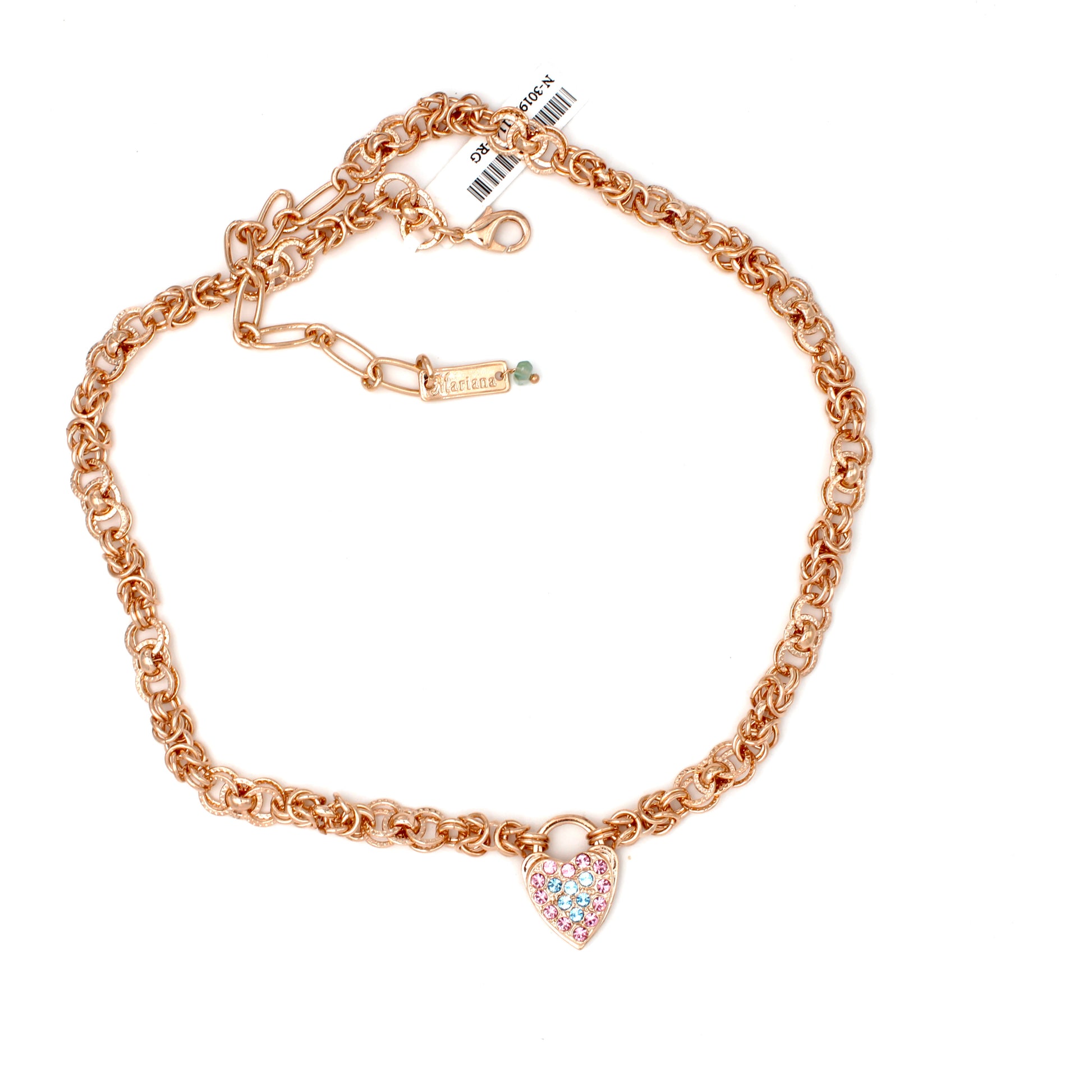 Funfetti Collection Double Link Chain Heart Necklace in Rose Gold - MaryTyke's