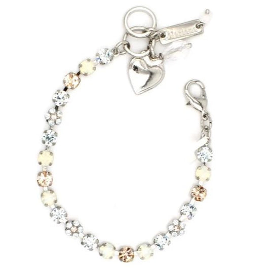 Sweet Pea Collection Petite Crystal Flower Bracelet in Rhodium - MaryTyke's