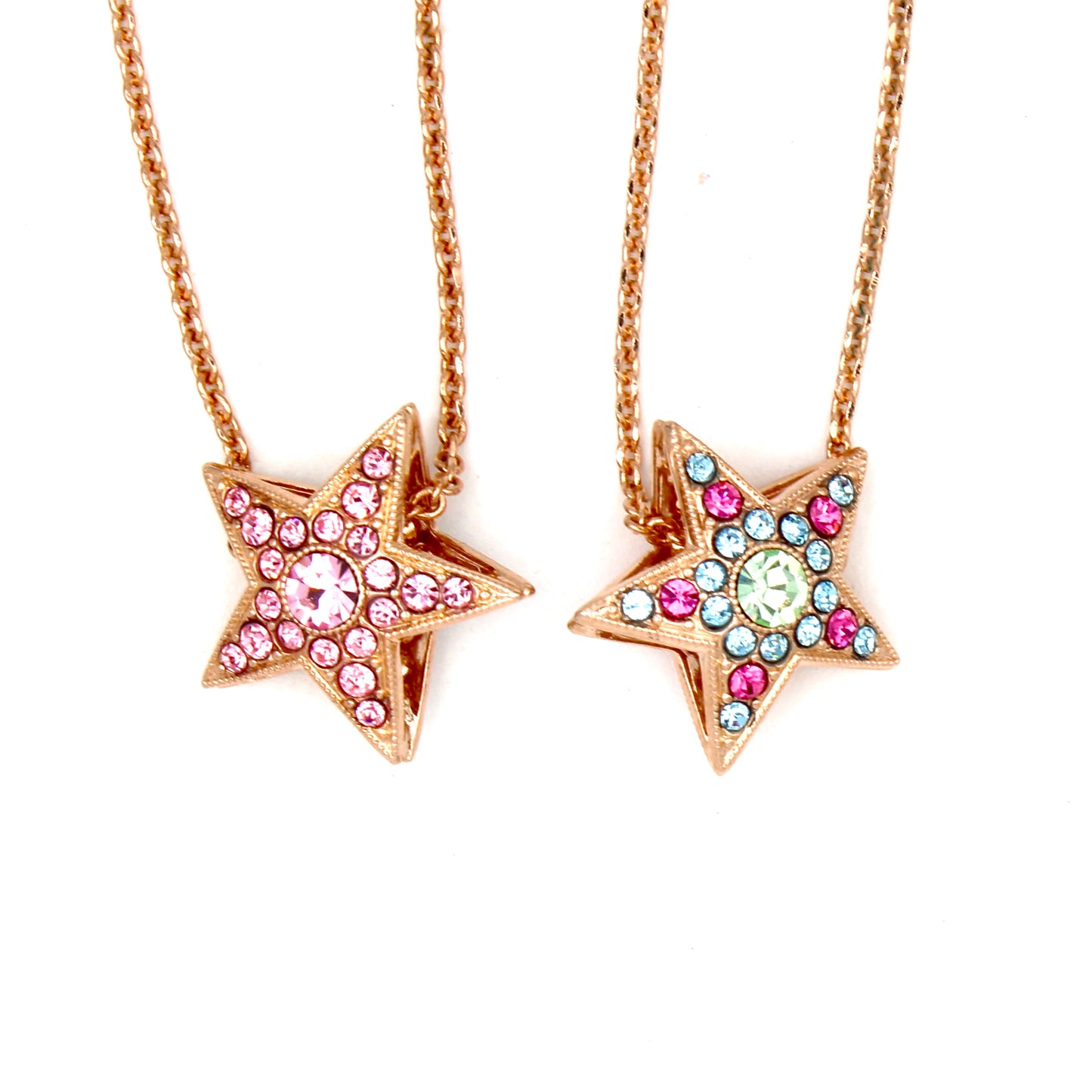 Funfetti Collection Double Sided Star Pendant in Rose Gold