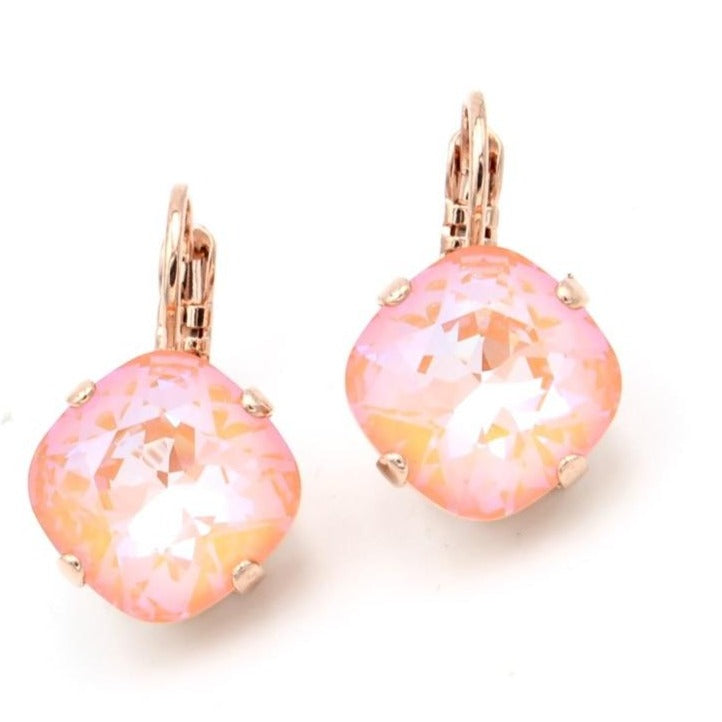 Sunset Sunkissed 12MM Square Earrings in Rose Gold