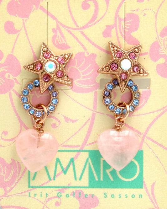 Soft Pastels Star and Heart Earrings in Rose Gold - POSTS - MaryTyke's