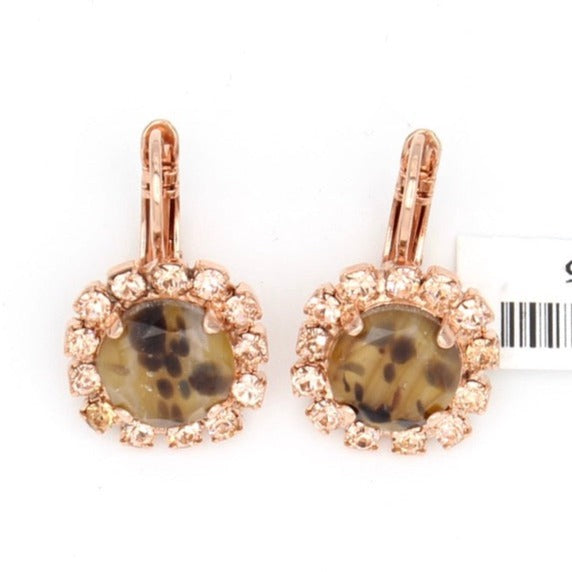 Meadow Brown Collection Round Leopard Crystal Earrings in Rose Gold - MaryTyke's