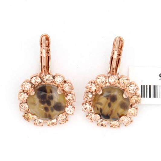 Meadow Brown Collection Round Leopard Crystal Earrings in Rose Gold - MaryTyke's