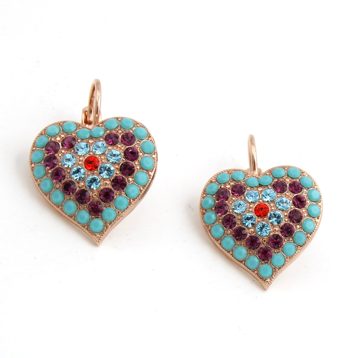 Rainbow Sherbet Collection Heart Earrings in Rose Gold