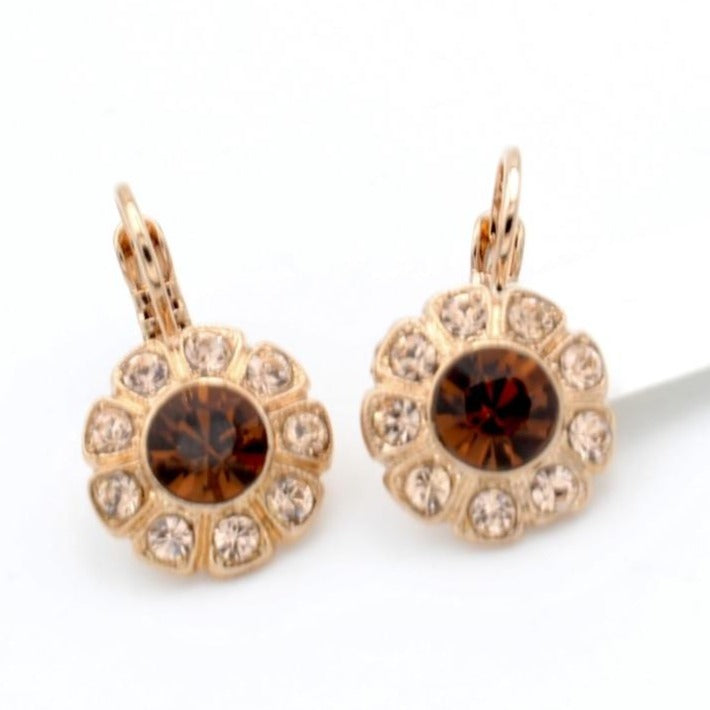 Chai Collection Crystal Earrings in Rose Gold