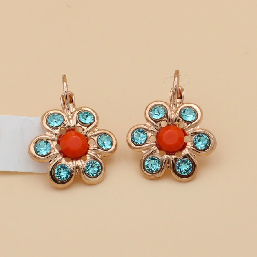 Serengeti Collection Crystal Daisy Earrings in Rose Gold