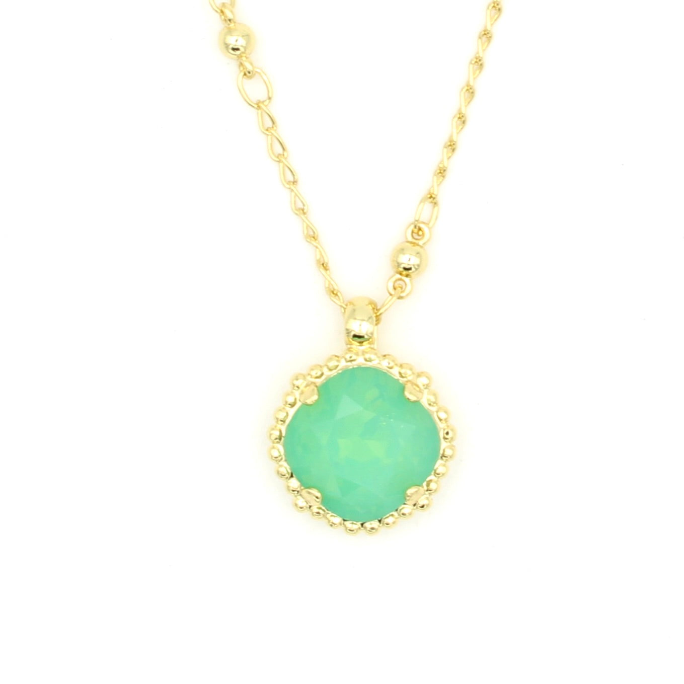 Pacific Opal Cushion Cut Pendant Necklace in Bright Gold - MaryTyke's