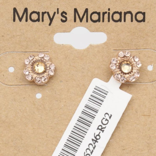Peach and Light Colorado Topaz Round Crystal Earrings in Rose Gold **POSTS** - MaryTyke's