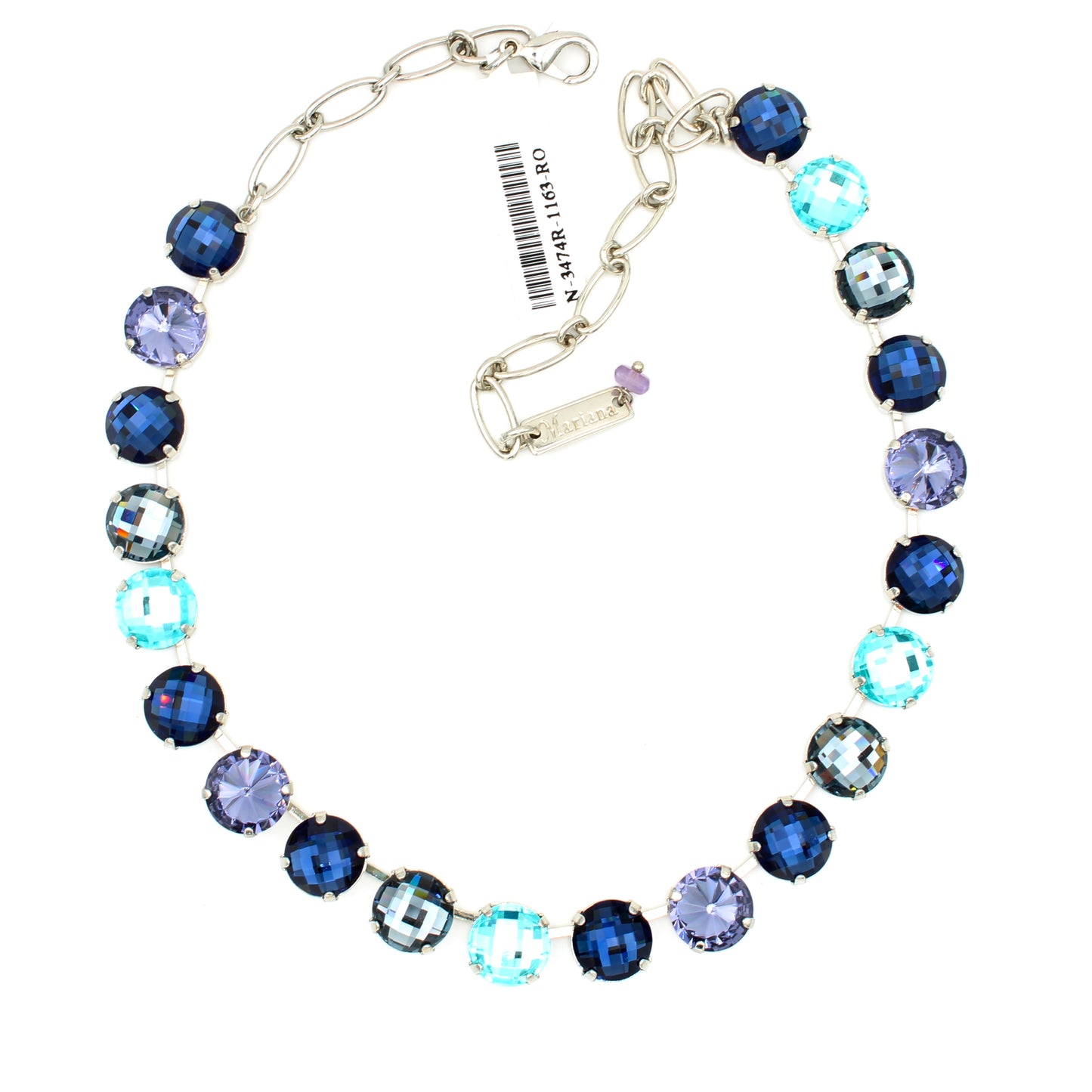 Electric Blue Collection Checkerboard and Rivoli Lovable Everyday Necklace