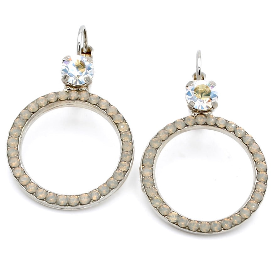 Crystal Moonlight and Sand Opal Circle Earrings