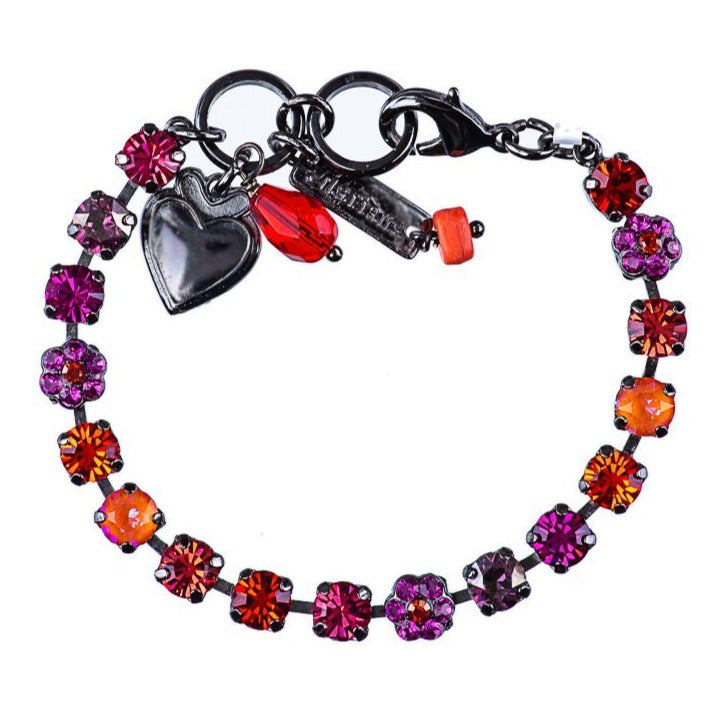 Hibiscus Collection Petite Crystal Flower Bracelet in Gray -SHORT - MaryTyke's