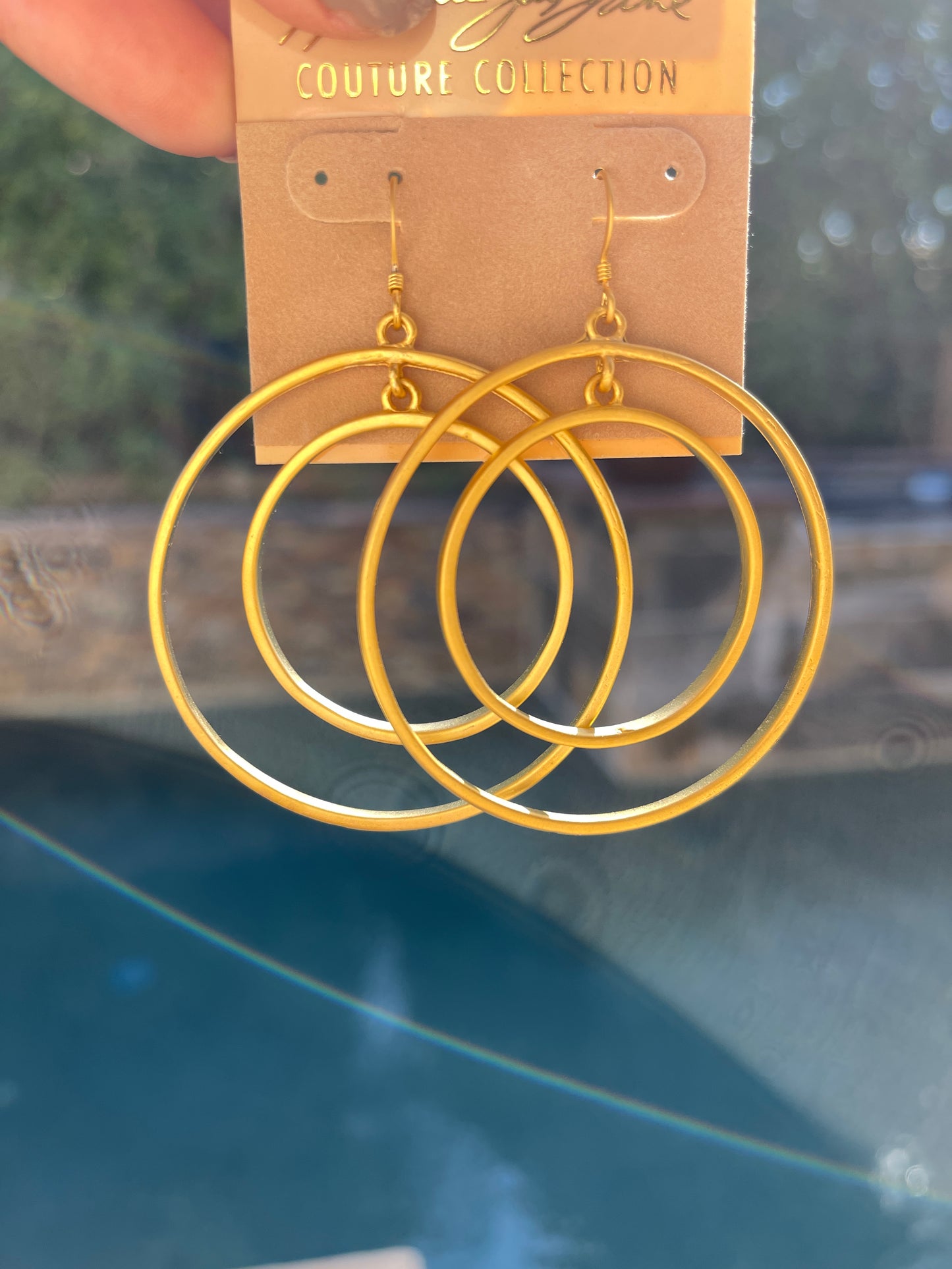 Satin Gold Double Circle Earrings