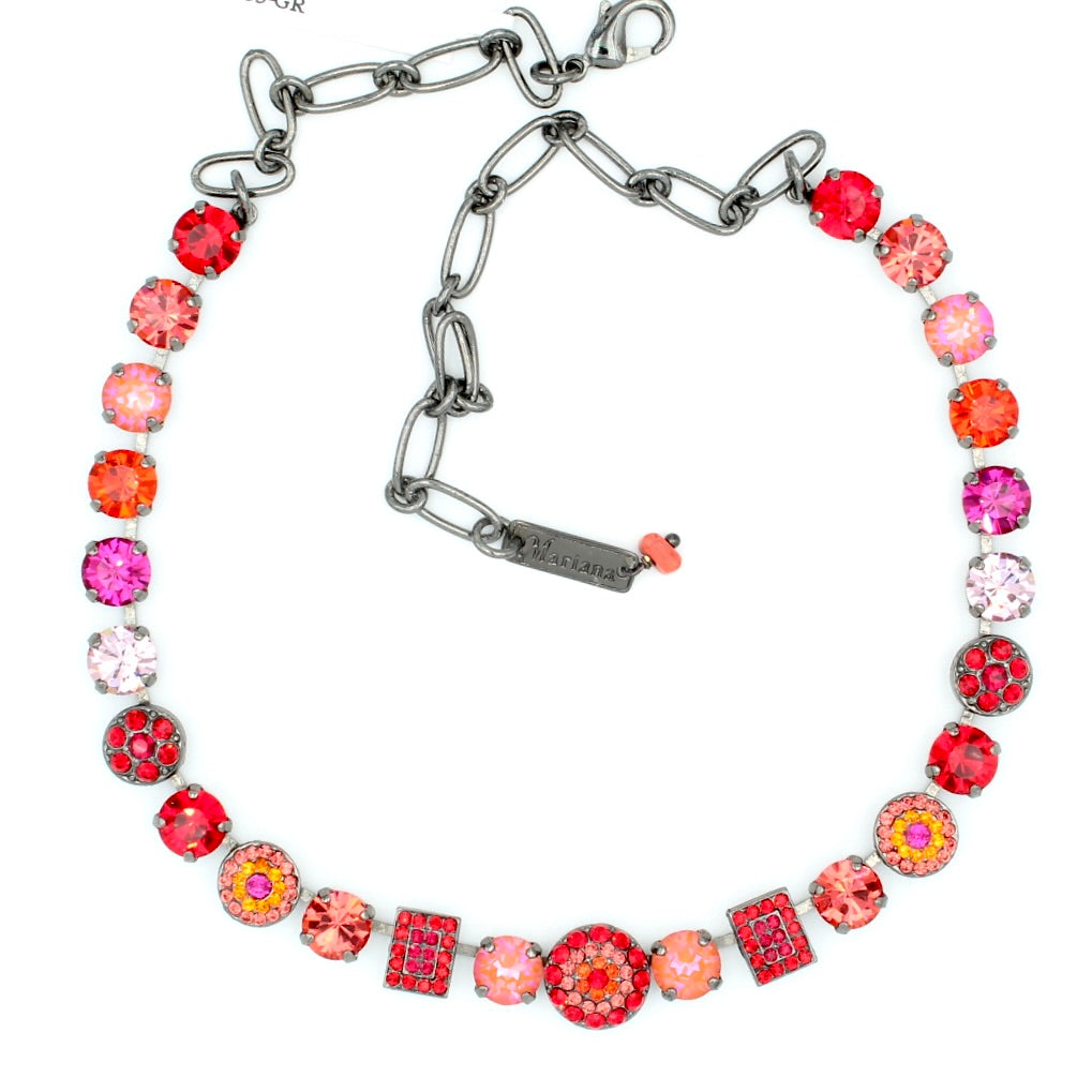 Hibiscus Collection Must-Have Ornate Crystal Necklace in Gray