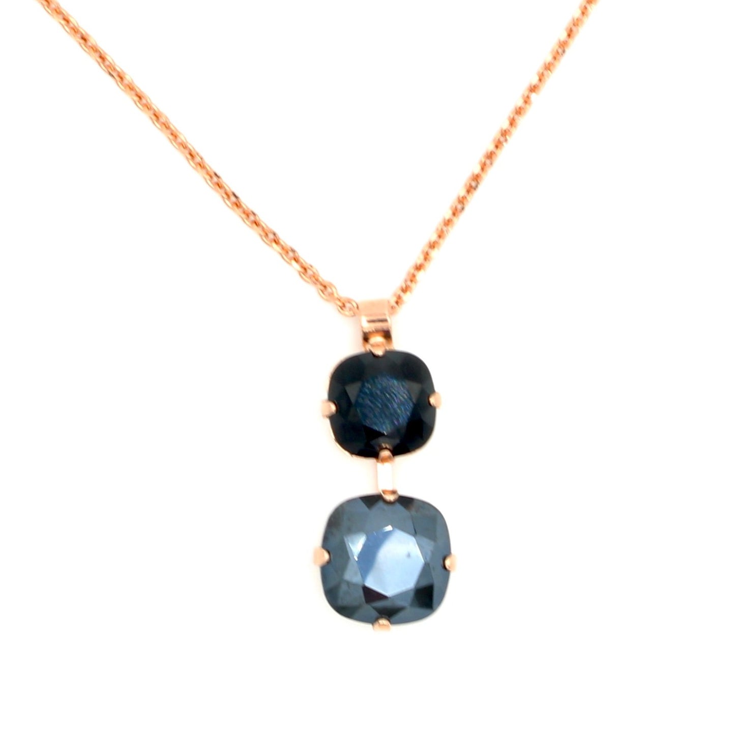 Rocky Road Collection Double Cushion Cut Pendant in Rose Gold