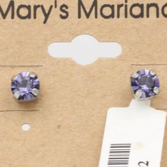 Tanzanite Purple 5MM Round Crystal Earrings *POSTS* - MaryTyke's