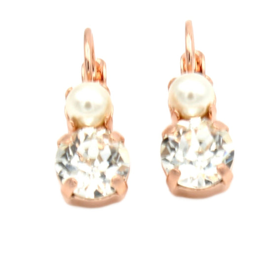 Crystal Pearls Must Have Double Stone Earrings in Rose Gold - MaryTyke's