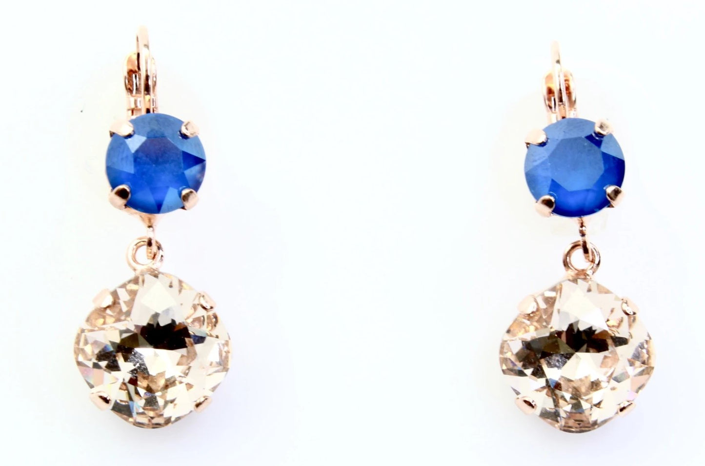Ocean Collection 12MM Square Double Crystal Earrings in Rose Gold