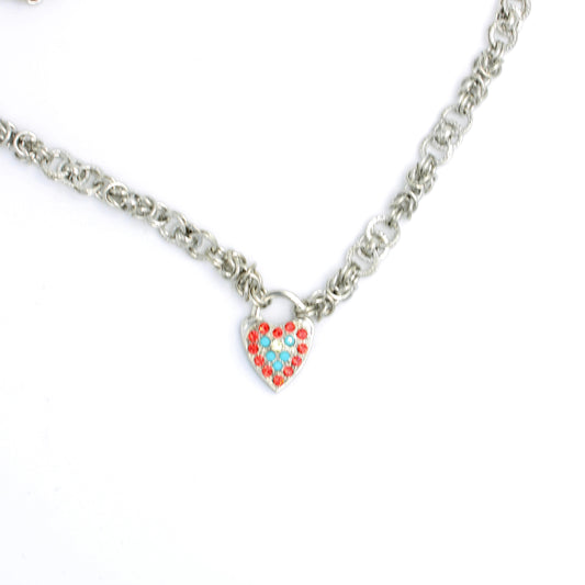 Rainbow Sherbet Collection Double Link Chain Heart Necklace - MaryTyke's