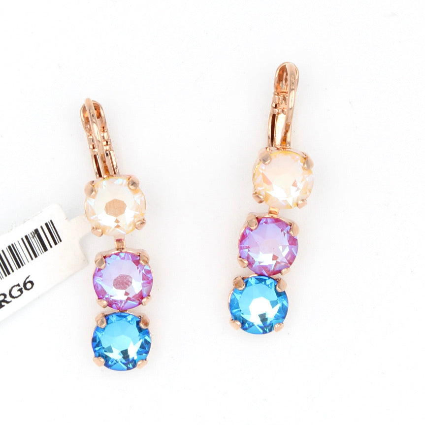 Lollipop Collection 7MM Triple Crystal Earrings in Rose Gold