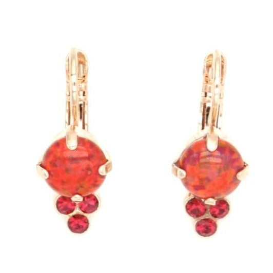 Firefly Collection Fire Opal Earrings with Triple Crystal Accent in Rose Gold - MaryTyke's