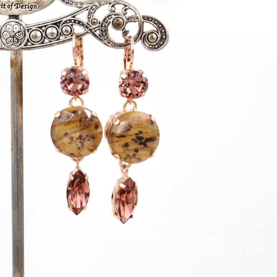 Meadow Brown Collection Leopard Drop Earrings in Rose Gold - MaryTyke's