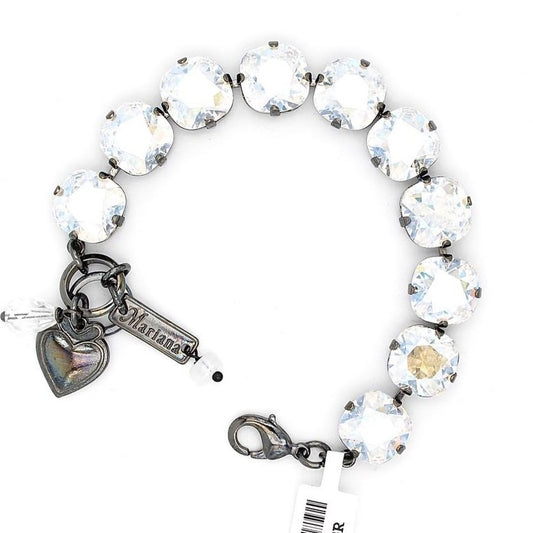 Crystal Moonlight 12MM Square Crystal Bracelet in Gray - MaryTyke's