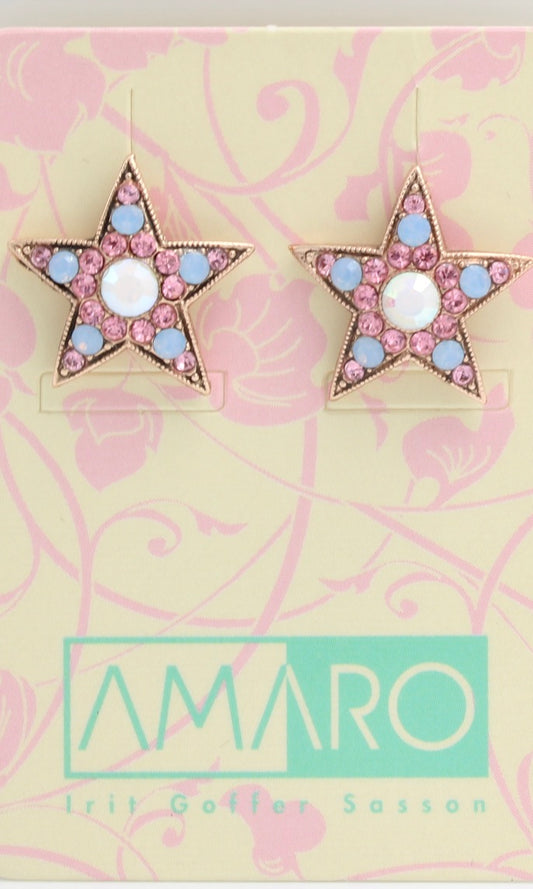 Amaro Soft Pastels Star Earrings in Rose Gold