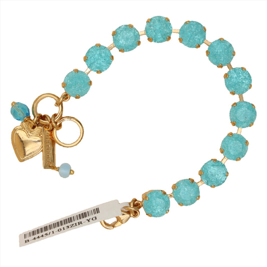Aqua Zircon 10MM Lovable Everyday Bracelet in Yellow Gold - MaryTyke's