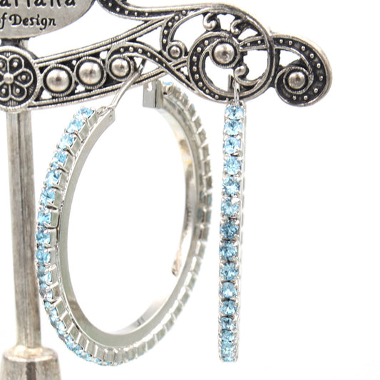 Embellished Hoop Earrings in Aquamarine - MaryTyke's